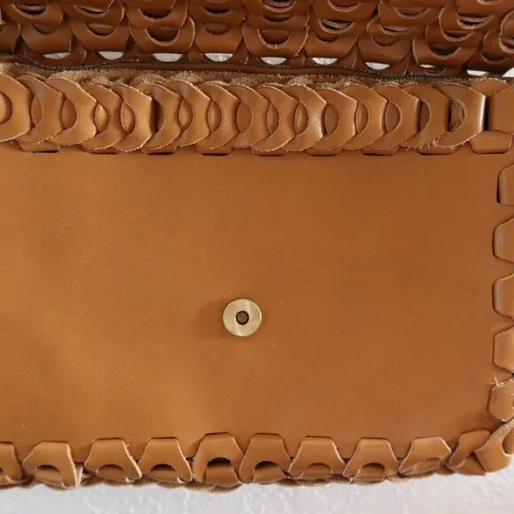 Patricia Nash Porticci Leather Woven Chainlink Crossbody Bag Hazelnut - Picture 7 of 11